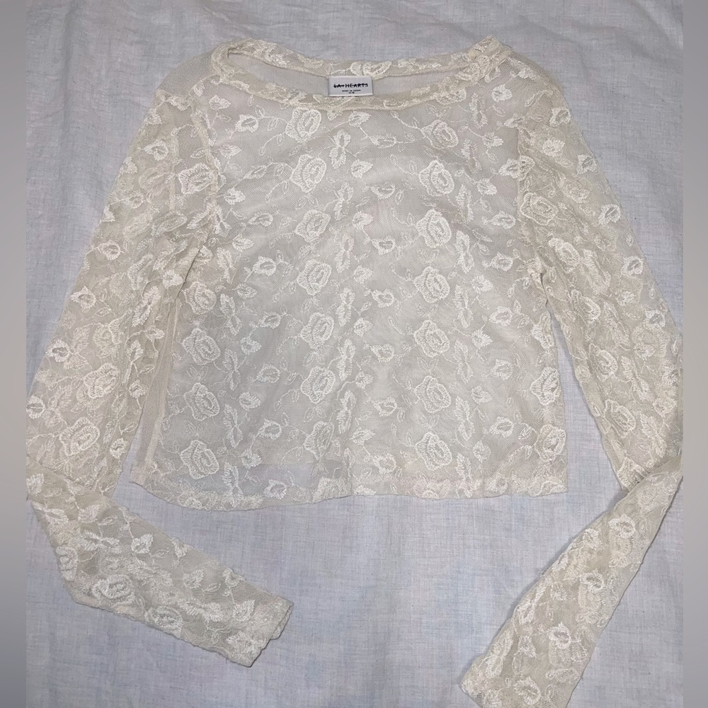 Cream Cropped Lace Top